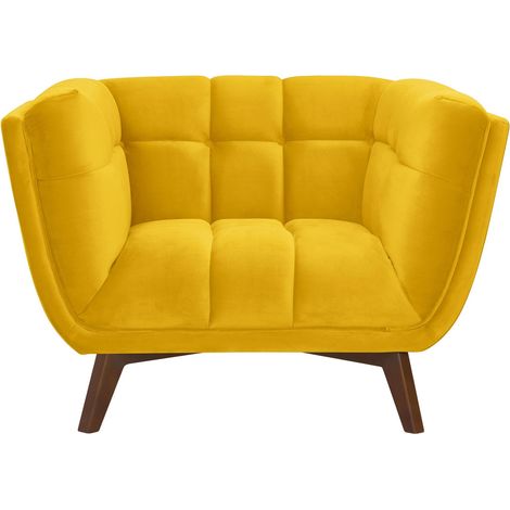 Fauteuil en velours jaune pieds - MONA