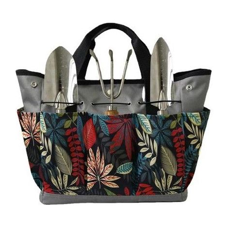 Sac de jardinage - Tissu Oxford 600D - Dimensions 34,3x17,2x30,5 cm - Floral - 9 emplacements - Fourre-tout pratique (1/4)