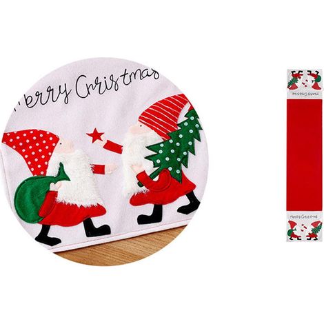 Tischdecke mit Weihnachtsmannstickerei, dekorativer Tischläufer für Zuhause, Party-Platzset, dekorative Tischunterlage (1/5)