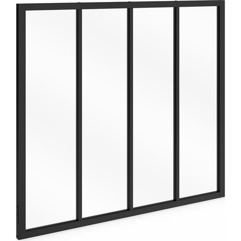 Tetto in vetro dell'officina a 4 pannelli L. 120 x H.108 cm in metallo nero e vetro temperato