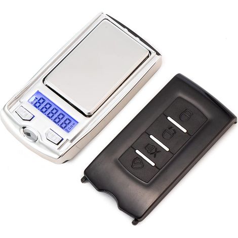 Mini balance de gramme portable 200g/0,01g Mini balance de poche numérique en forme de clé de voiture balance électronique pour bijoux, herbes, nourriture (sans batterie) Exécution exquise (1/5)