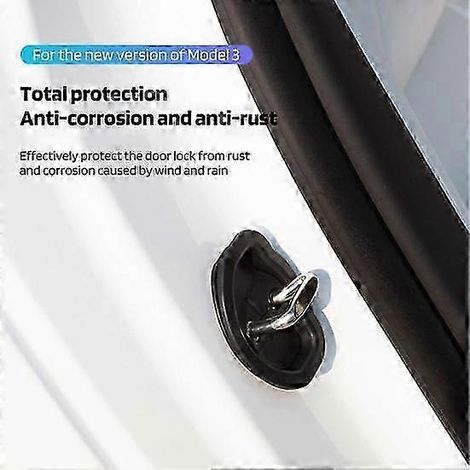 Protection de verrou de portière de voiture en silicone autocollant résistant à la chaleur et facile à installer pour Tesla Model 3/Y (1/3)