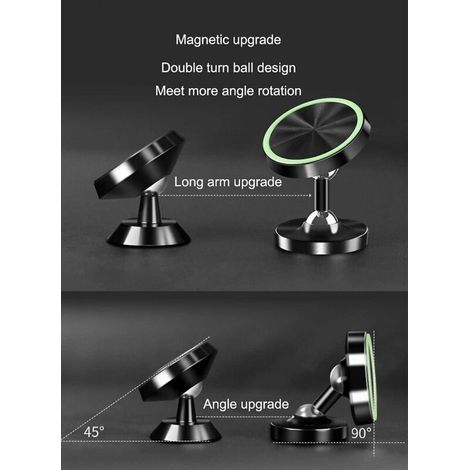 Support magnétique universel pour téléphone de voiture (lot de 2) avec rotation à 720° et aimant puissant, compatible iPhone, Samsung, Huawei et GPS. (1/5)