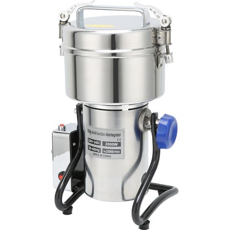 Moulin à grains électrique 2000W broyeur inoxydable poudre fine pour herbes maïs soja poivre appât alimentation 220V prise UE (1/5)
