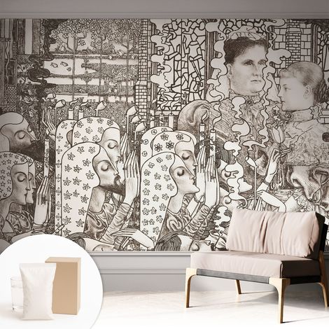 Papier peint intissé avec imprimé pour intérieur moderne application facile a motif - Colle incluse gratuite Portraits floraux 312x219 cm (1/5)