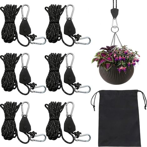 Lot de 6 cliquets de 4 m avec crochets et piquets à vis (1/5)
