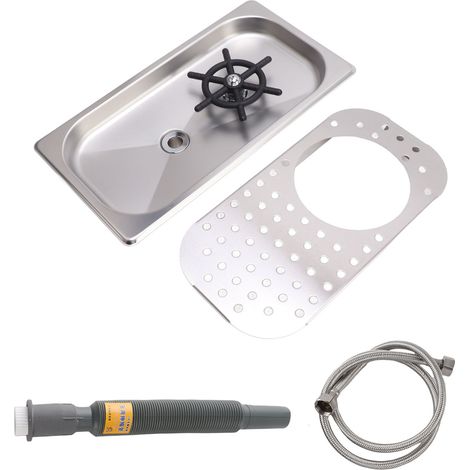 Rince-pichets/lave-tasses en acier inoxydable 304, lavage haute pression avec bac de récupération et tuyau, idéal pour bars et cafés. Couleur : acier inoxydable A. (1/5)