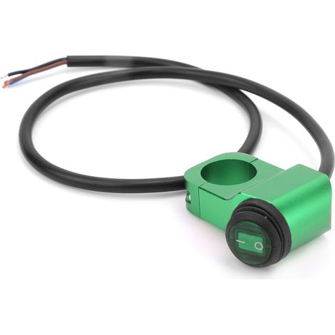 7/8 pouces Commutateur Moto Étanche Aluminium Allumage Bouton On/Off pour Phare Feu Antibrouillard Prise Verte (1/5)