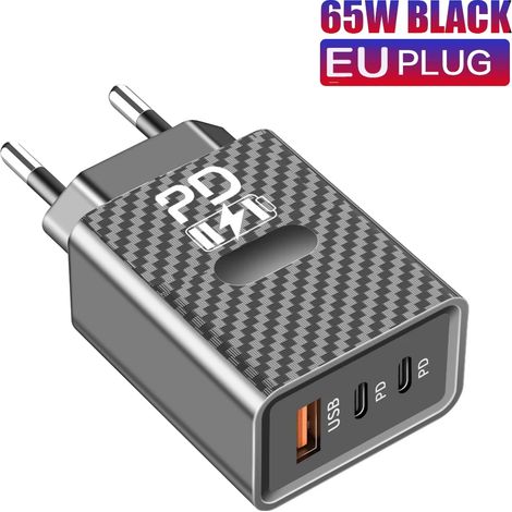 Chargeur USB 65 W à 3 ports pour iPhone 15, Samsung et Xiaomi (chargeur rapide PD). (1/5)