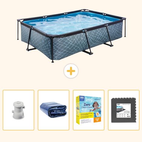 Exit-toys Piscine Exit Rectangulaire - Effet Pierre - 300x200x65 cm - 5-pièces SCB68 (1/5)