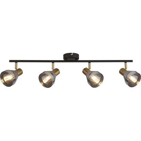 Plafonnier lampe de salon plafonnier spots réglable verre acier (1/4)