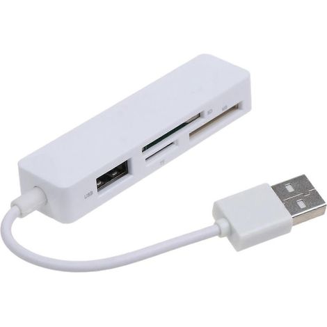 Lecteur de cartes mémoire portable compatible avec les cartes SD/TF/MS, USB 2.0, lecteur de cartes 3 en 1