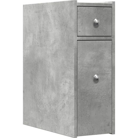 Armario de baño estrecho con ruedas 21,5 x 50 x 60 cm práctico mueble de almacenamiento moderno en madera gris hormigón 020050658 (1/5)