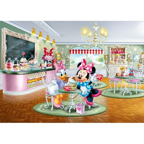 papier peint panoramique Minnie Mouse & Daisy Duck vert, rose et bleu  - Disney (1/2)