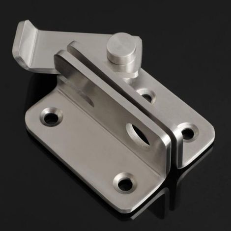 Verrou de porte coulissante avec cadenas Moraillon en acier inoxydable brossé, loquet de sécurité antivol (1/4)