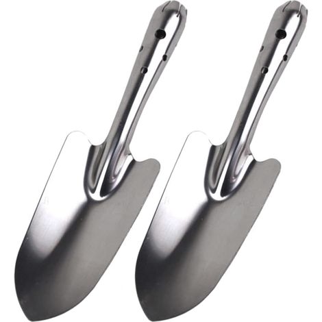 Lot de 2 pelles de jardinage en acier inoxydable, transplantoirs pour plantes, désherbage et aération de la terre