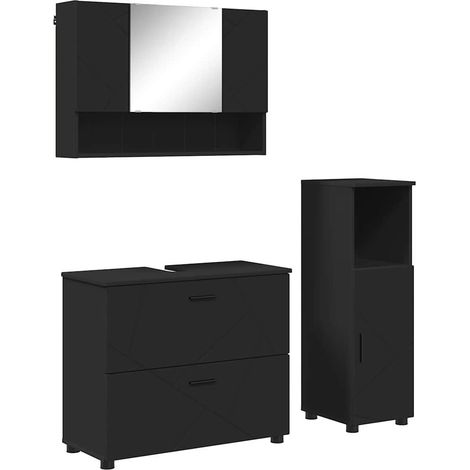 Juego de muebles de baño con cajón con estante 3 pcs Negro vidaXL (1/5)