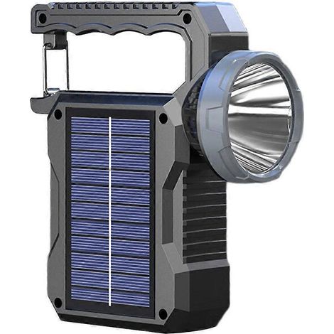 Solarbetriebene Taschenlampe mit USB-Ladefunktion, ABS-Kunststoff, für Outdoor-Camping und Zuhause