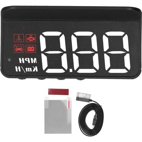 Affichage Tête Haute, Voiture OBD2 HUD Affichage Tête Haute Projecteur de Pare-brise Jauge Multifonction Alarme Fatigue Rappel de Conduite Projecteur HUD. (1/5)