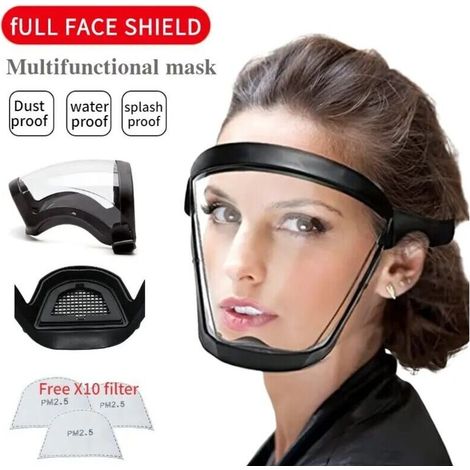 mascarillas transparentes, protector facial completo, gafas de seguridad, máscara de protección ocular, casco integral a prueba de viento, polvo y salpicaduras. (1/4)