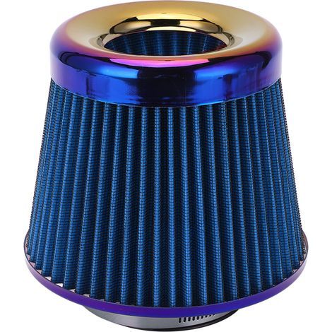 Intake Air Filter, Car Intake Air Filter 3in 76mm Universal Accessory Reusable Washable High Performance Cone (blue).