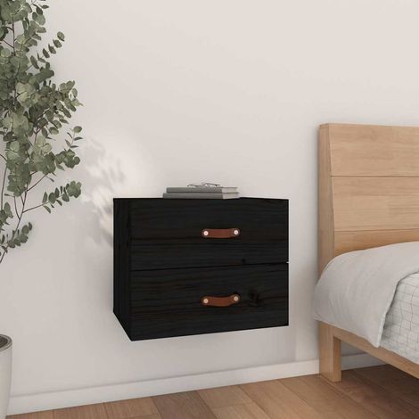 vidaXL Mesita de noche de pared negro 50x36x40 cm (1/5)