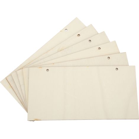 Lot de 6 plaques décoratives rectangulaires en bois brut, à monter soi-même, avec trous, pour café. (1/5)