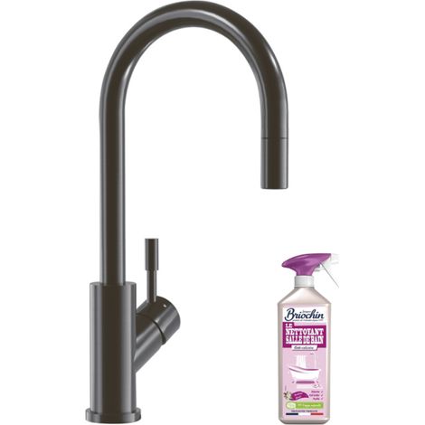 Robinet cuisine VILLEROY ET BOCH Umbrella flex anthracite + nettoyant