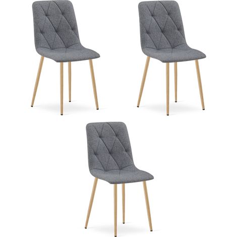 Chaise Libra - tissu gris foncé / pieds couleur bois x 3 (1/5)