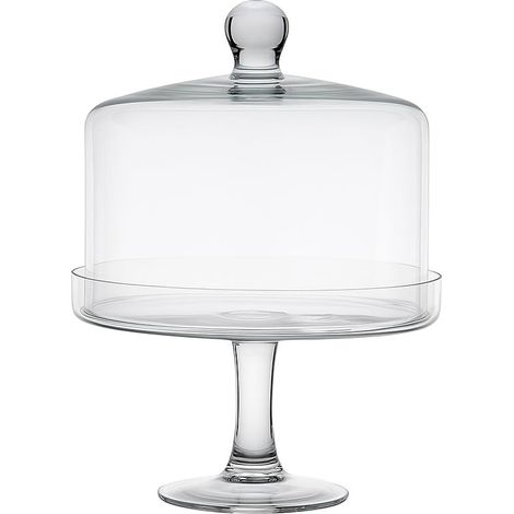 Grand plat en verre avec assiette et cloche en verre soufflé à la main en Espagne Transparent Cloche : 28 x 28 x 18,5 cm. Total : 31,5 x 31,5 x 31,5 cm (1/3)