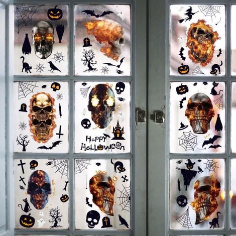 Halloween Fentre Autocollant9 feuilles Squelette Stickers Halloween Fenetre DecoRUtilisable Autocollant n DECORATION DE FETE MURALE (1/4)