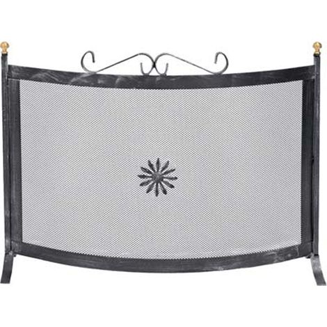 Parascintille Curvo Con Decoro Per Camino - cm.60x65h. (1/2)