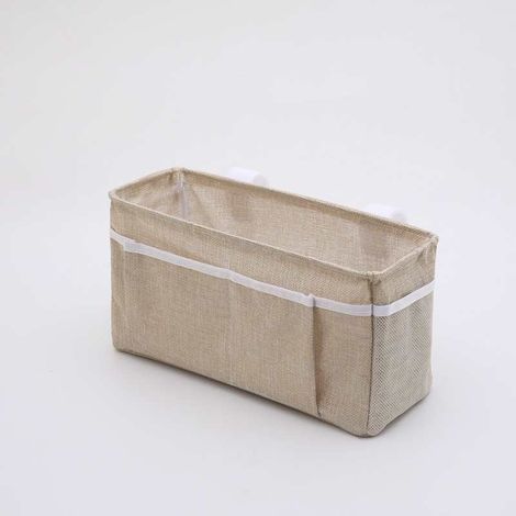 Sollbry Organisateur de Lit, Poche de rangement de chevet, organiseur de chevet à suspendre Panier de Lit Chevet Suspendu, pour lit superposé, peut contenir la télécommande TV(Beige),311116cm (1/4)