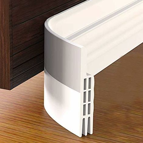 Bas de Porte Adhésif, Z100cm x5.8cm Souple Silicone Isolant Phonique Thermique Bande d'étanchéité Anti Bruit Poussière Stop à l'air Froid Anti Souris Fourmi Cafard Insectes (Blanc),T-Audace (1/5)