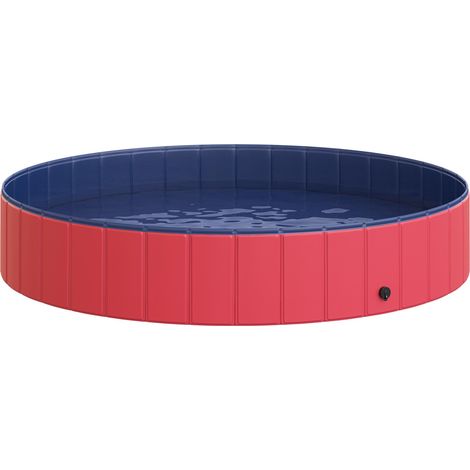 Baignoire pliable pour chien PawHut, piscine pour chien et chat, plastique et bois, rouge, Ø 160 x 30 cm (H) (1/5)