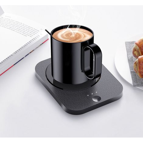 Calentador eléctrico USB para tazas con 3 ajustes de temperatura – Negro – ABS – 15 x 11,5 x 1 cm – Placa calefactora de 9,5 x 9,5 cm – Apagado automático después de 8 horas (1/5)