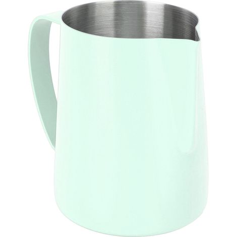 Tasse à mousser le lait 480 ml en acier inoxydable 304, pichet à bec verseur pointu pour latte art, avec graduation intérieure, verte (1/5)