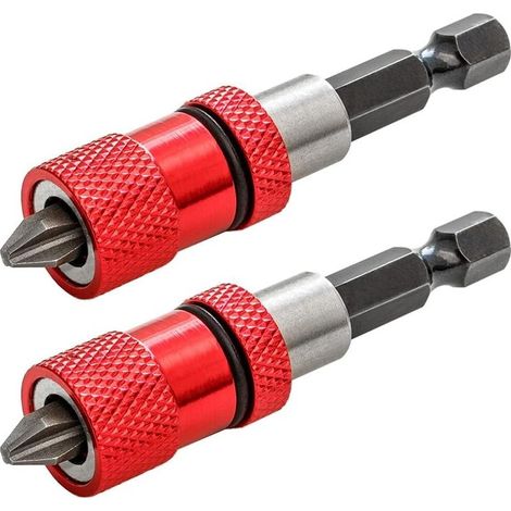 2pcs Magnétique Porte-embout avec Butée de Profondeur de Vis Réglable 1/4" Hex Tige Cloison Sèche Embout de Visseuse Placo pour Plaques de Plâtre avec Embouts de Tournevis PH2 (1/5)