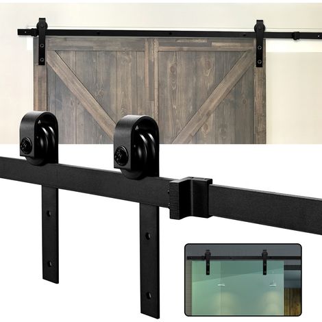 Randaco Puerta corredera a rayas 183cm Puerta corredera Carril-guía Puerta de madera Accesorios para puertas (1/5)