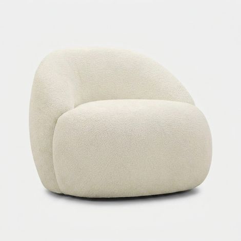 Poltrona Ginevra Bianca in Tessuto Bouclé Moderno cm 81x78x64 - Design Scandinavo con Struttura in Legno Multistrato (1/5)