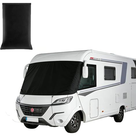 Housse de pare-brise de camping-car compatible avec les camping-cars intégrés, 600D de luxe Classe A RV, protection solaire, rechange pour pare-brise de voiture, bloque les rayons UV - 100 % occultant (1/5)