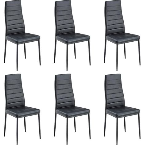 Stanew – Lot de 6 chaises de salle à manger noires en similicuir – Dossier ergonomique – Facile à nettoyer – Design élégant pour cuisine et salon