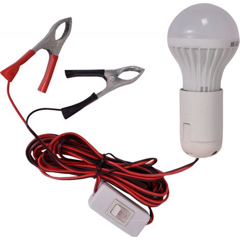 Подвижна работна LED лампа с щипки кабел и ключ 12V 9W