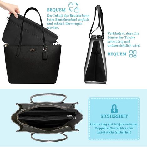 Aufbewahrungstasche – Filz-Handtaschenorganizer – Taschenorganizer – Tasche-in-Tasche – mit Trageband und Innentaschen – Farbe: Schwarz – Größe L (1/4)