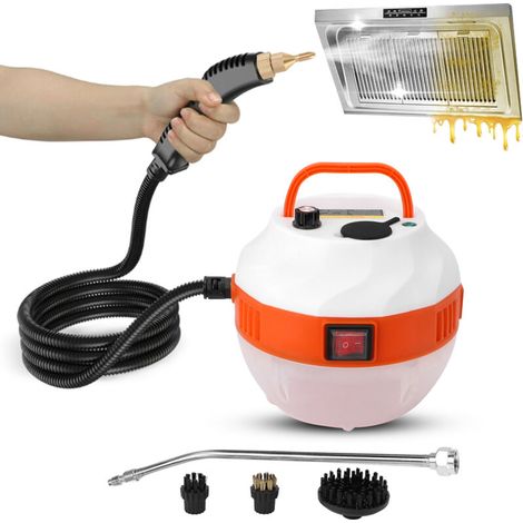 SJLERST Nettoyeur Vapeur 2500W, Nettoyeur Vapeur à Main, 1000ML Réservoir d'eau de Grande Capacité, avec 3 Têtes de Brosse Réglables sur 6 Niveaux, 10S Chauffage Rapide Nettoyeur Vapeur Multifonctionn