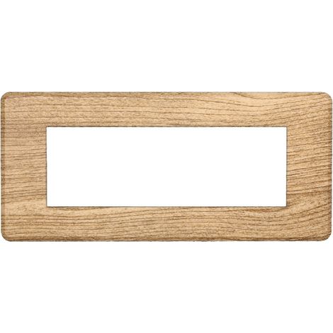ETTROIT AN87605 6P Slim Thin Plate, dunkle Holzfarbe, kompatibel mit Bticino Axolute Air