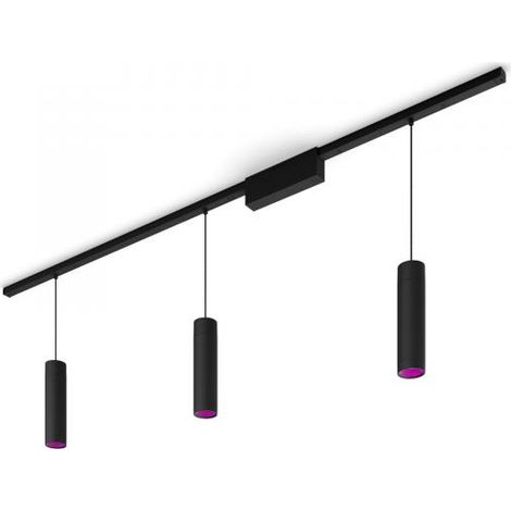 Philips Hue Perifo Illuminazione a Binario per Montaggio a Soffitto (Nero) Luce Bianco e colorata - Set base, incl. 3 Lampade a sospensione - White and Color Ambiance