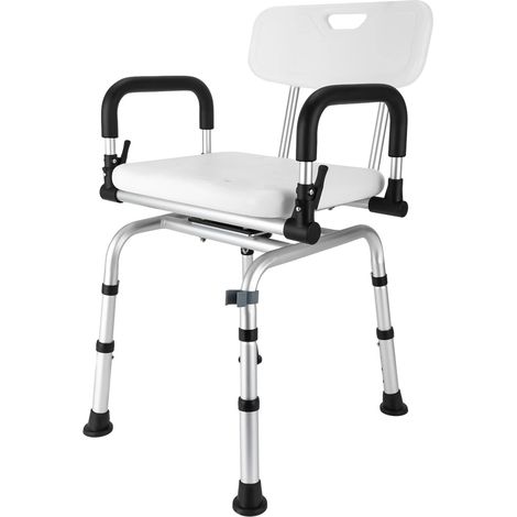 360° Drehbarer Duschstuhl Mit Armlehnen Und RüCkenlehne HöHenverstellbarer Lehne Duschhocker FüR Senioren Badestuhl Stuhl Dusche Shower Stool SchweißEn Fulcrum Gummi Saugnapf Bodenstehend Schwarz