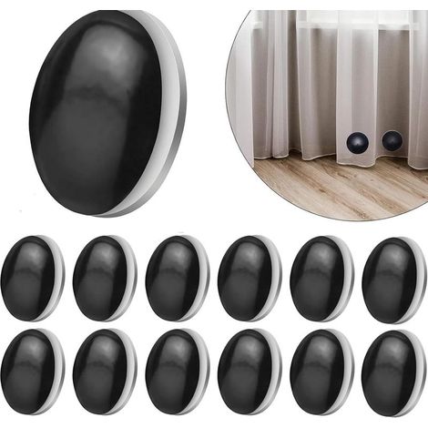 12 Paires Aimant pour Rideaux, Poids Rond Rideau de Douche Lesté, Poids Rideau Douche, Empêchent Les Doublures de Rideau de Douche de Souffler pour Rideaux, Nappes, Rideaux Douche (Noir)