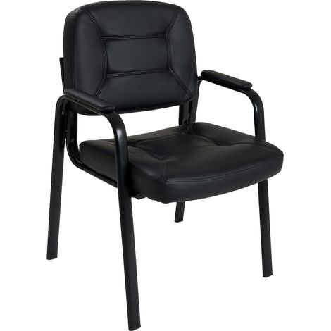 Lot de 4 chaises de visiteurs bureau salle attente conférence similcuir noir